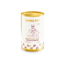 Pate Cho Chó Mèo Alpha Pet Lon 400g Vị Bò Và Khoai Tây