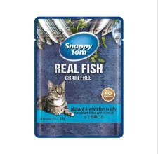 Pate Snappy Tom Real Fish - Real Meat vị cá mòi và cá trắng trong thạch cho mèo