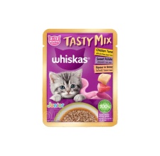 Pate Whiskas Tasty Mix vị gà và cá ngừ cho mèo con