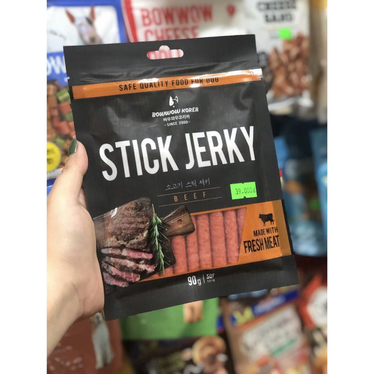 Bánh Thưởng Thịt Que BowWow Stick Jerky Vị Bò 90g