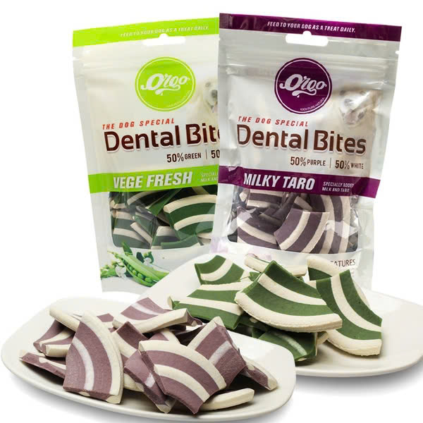 Bánh thưởng cho chó vị khoai môn VEGEBRAND Orgo Dental Bites Milky Taro