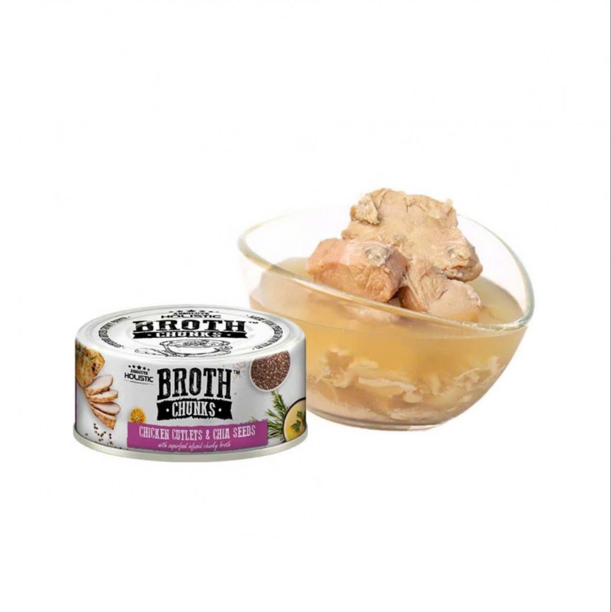 Pate Absolute Holistic Broth Chunks chicken cut and coconut oil