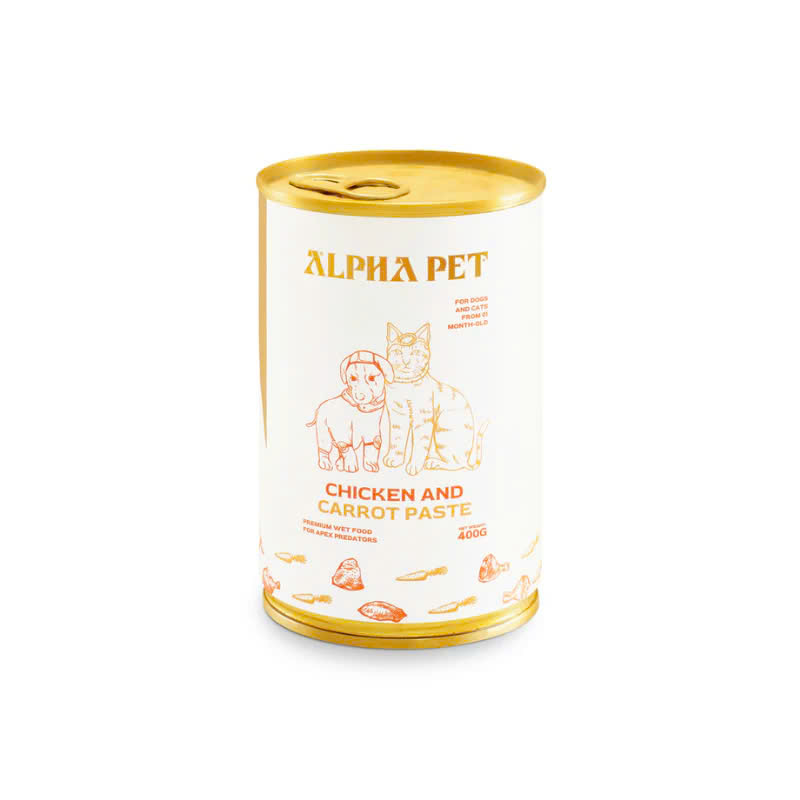 Pate Cho Chó Mèo Alpha Pet Lon 400g Vị Ức Gà Và Cà Rốt