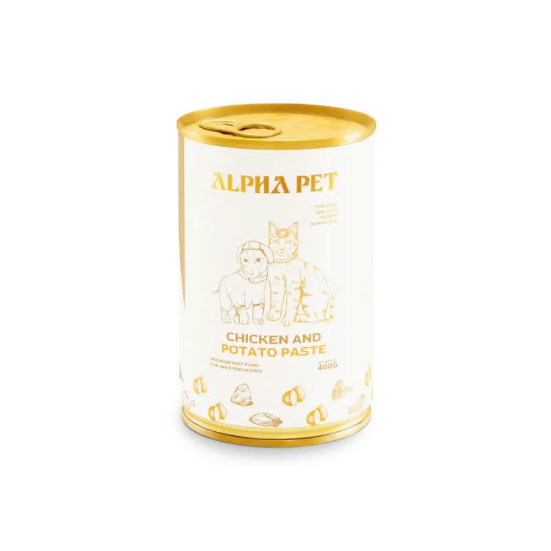 Pate Cho Chó Mèo Alpha Pet Lon 400g Vị Ức Gà Và Khoai Tây