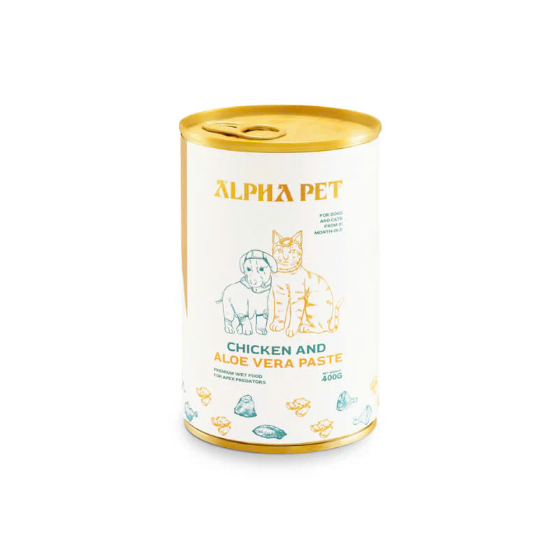 Pate Cho Chó Mèo Alpha Pet Lon 400g Vị Ức Gà Và Nha Đam