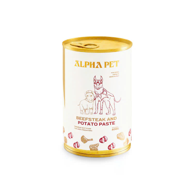 Pate Cho Chó Mèo Alpha Pet Lon 400g Vị Bò Và Khoai Tây