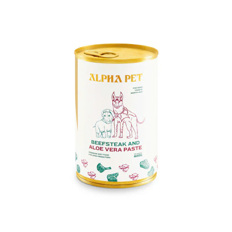 Pate Cho Chó Mèo Alpha Pet Lon 400g Vị Bò Và Nha Đam