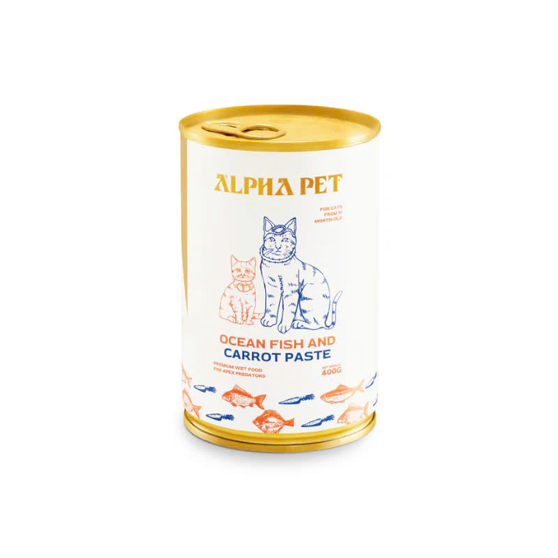 Pate Cho Chó Mèo Alpha Pet Lon 400g Vị Cá Biển Và Cà Rốt