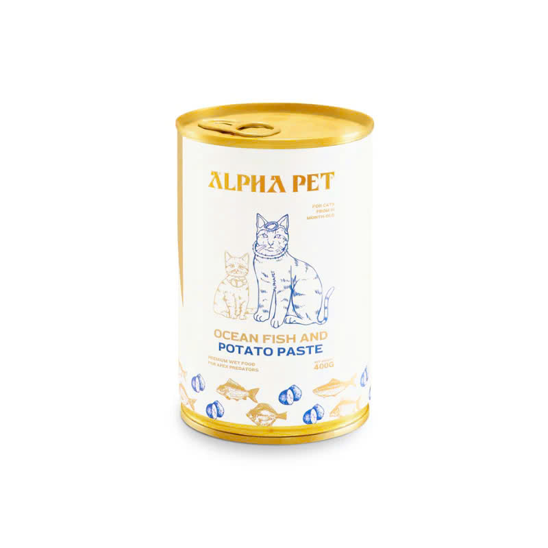 Pate Cho Chó Mèo Alpha Pet Lon 400g Vị Cá Biển Và Khoai Tây