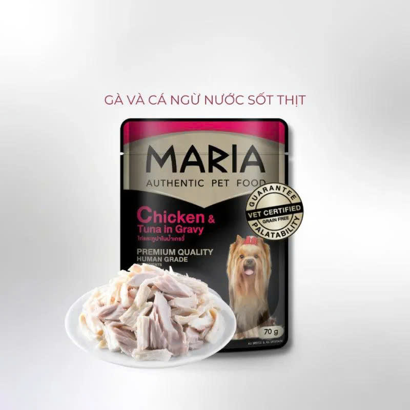 Pate Cho Chó Maria Dog Vị Thịt Gà Và Cá Ngừ Gravy