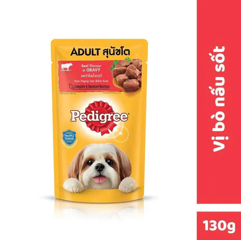 Pate Cho Chó Pedigree Adult 130g Vị Bò nấu sốt