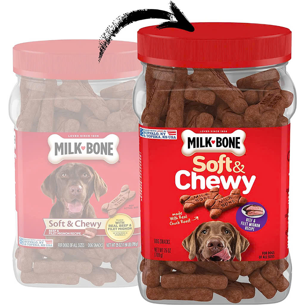 Snack Cho Chó Milk Bone Soft Chewy Thịt Bò 709g