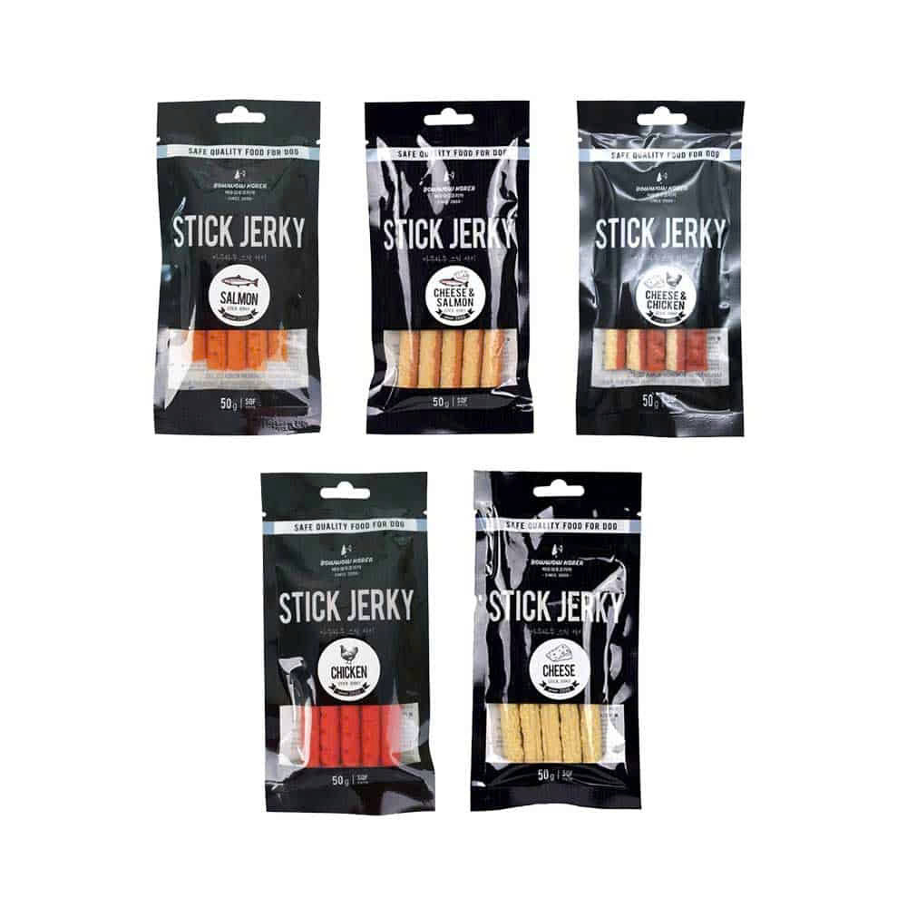 Snack Cho Chó Que Jerky BowWow 50g Vị Cá Hồi Và Phô Mai