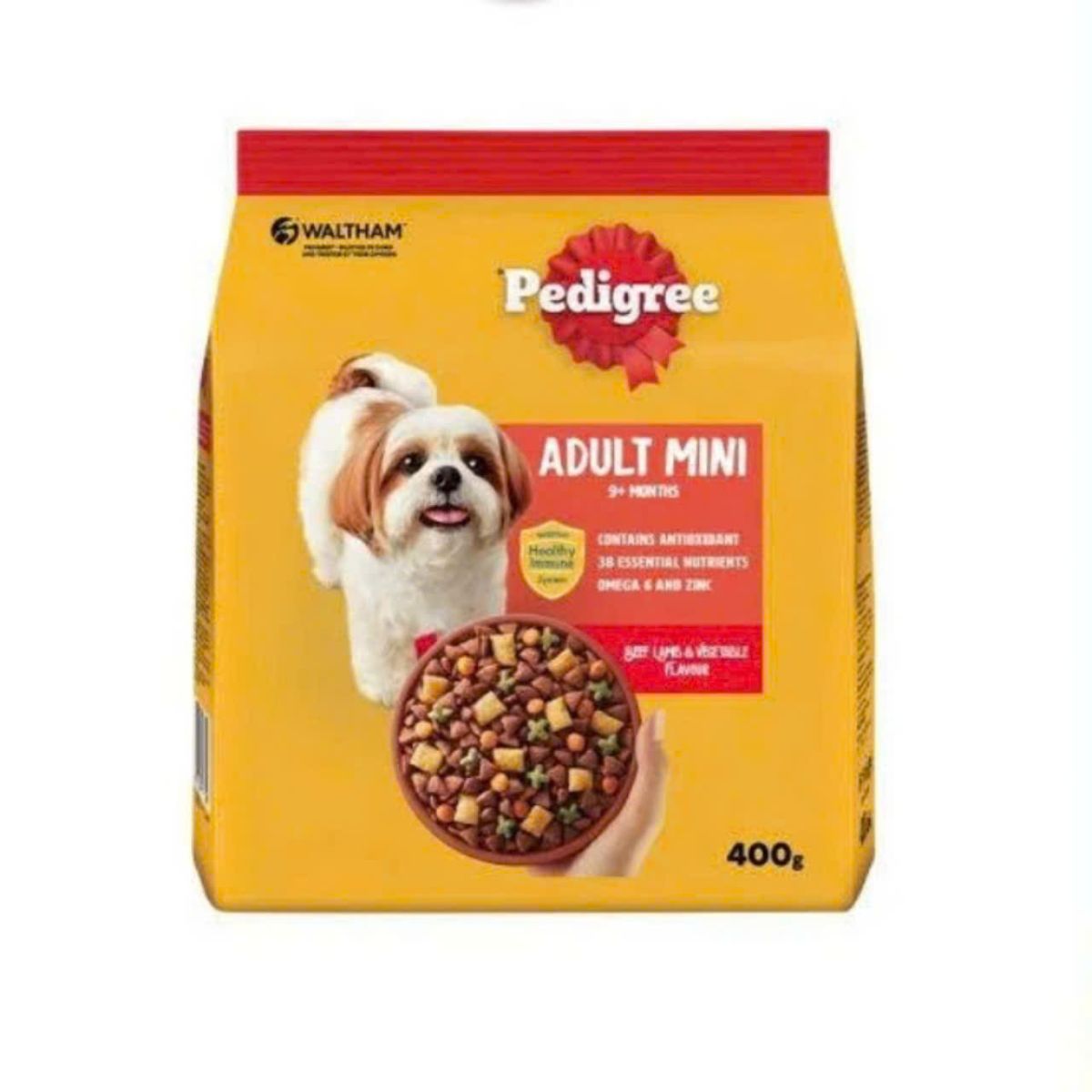 Thức Ăn Cho Chó Pedigree Adult Mini Loại Bò Và Cừu Và Rau 400g