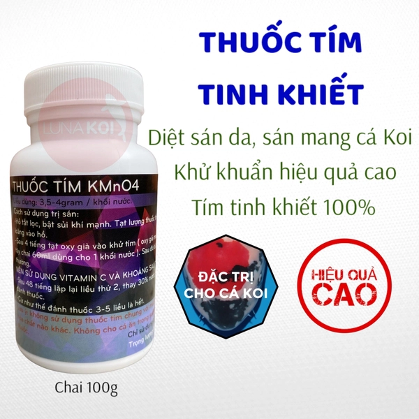 Thuốc Tím Kmno4 100g diệt Khuẩn hồ cá, diệt Nấm cá