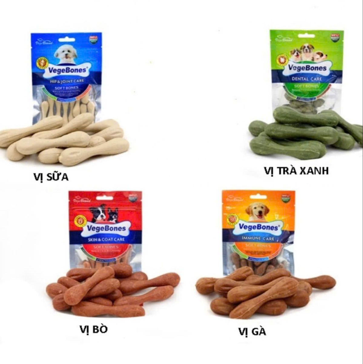 Xương mềm Vege Bones 60g Vị Trà xanh cho chó